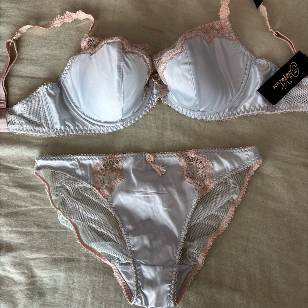 Dita Von Teese blue Starlift bra and bikini panty set